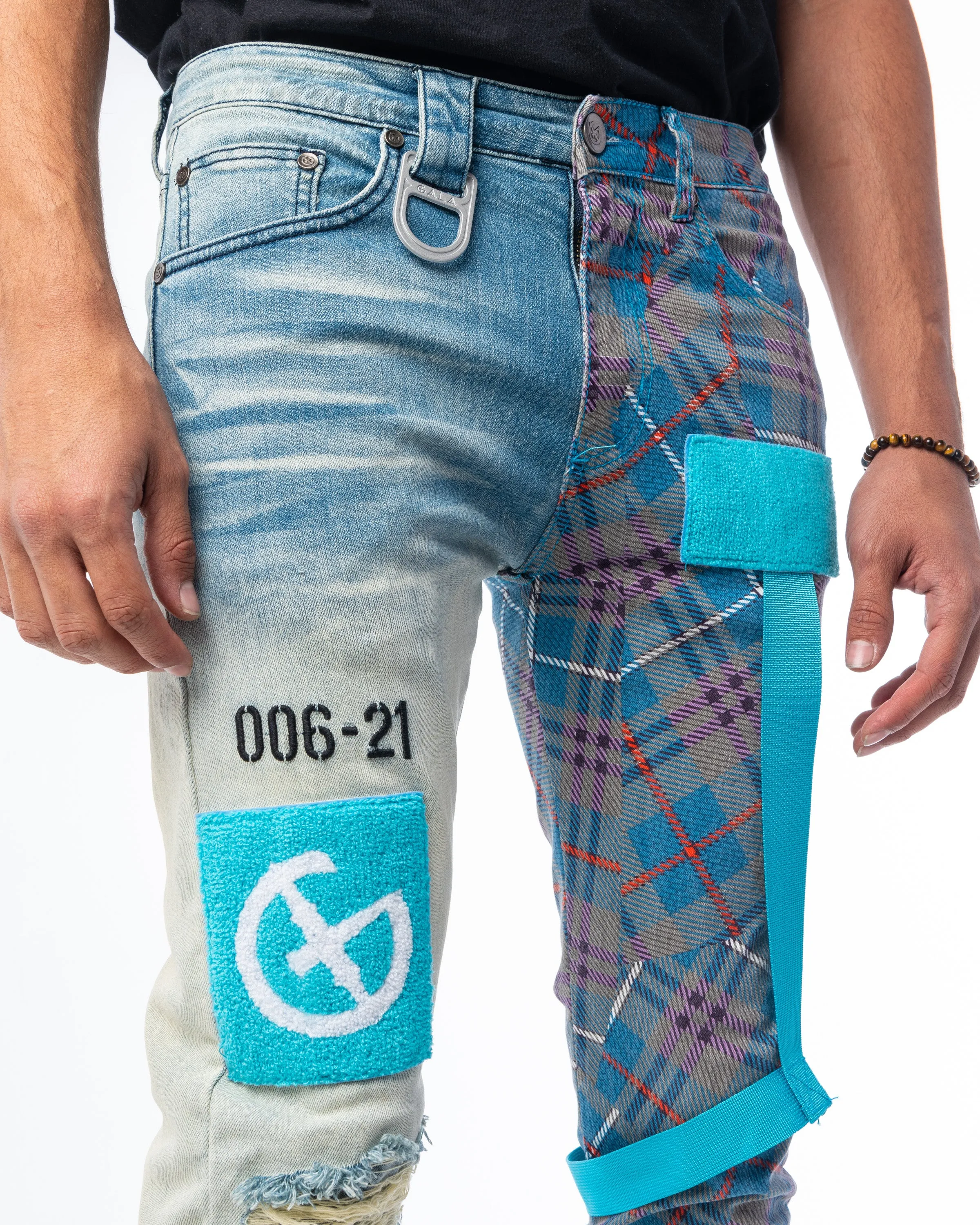 "DEFENDER" Blue Wash/Tartan Combo