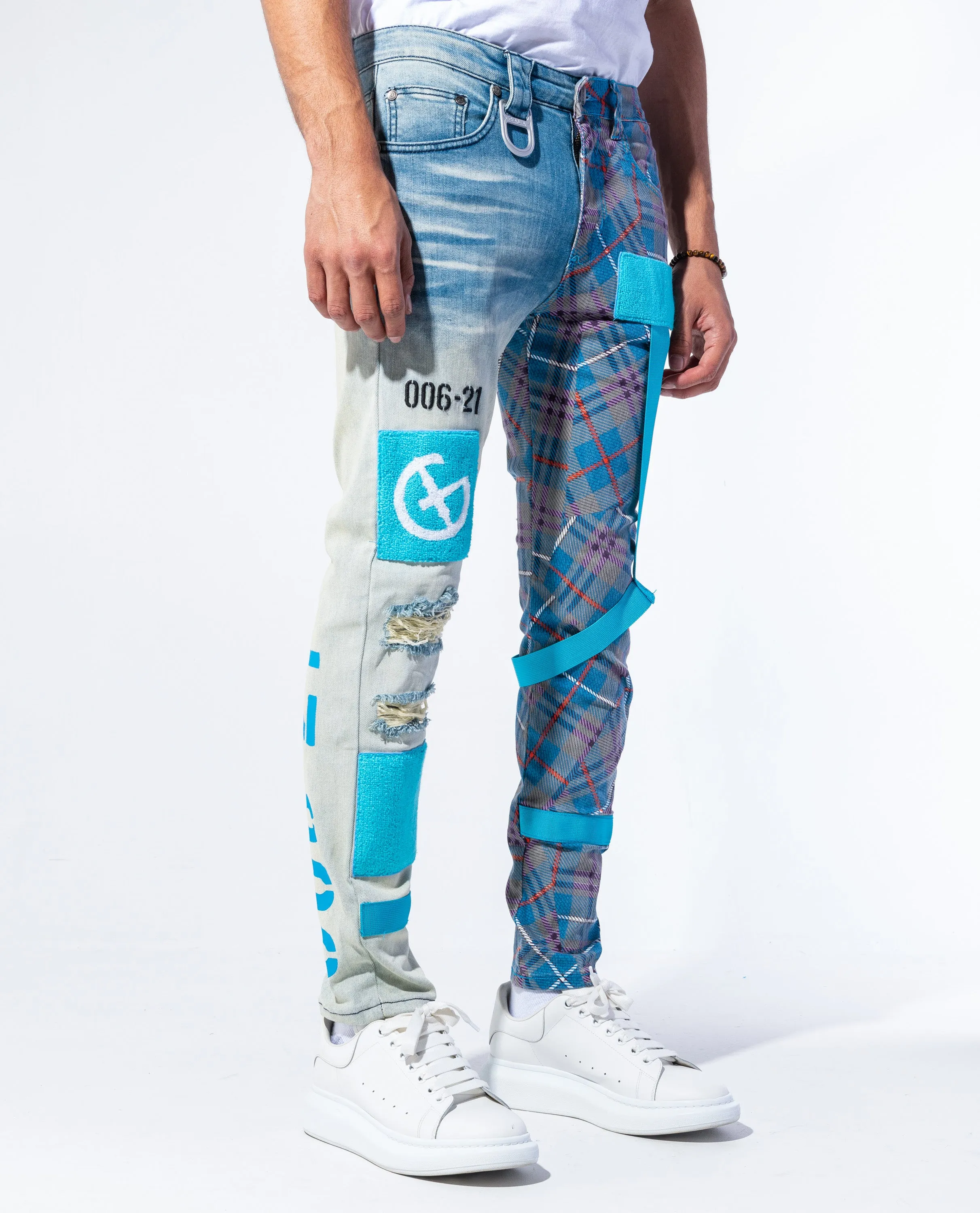 "DEFENDER" Blue Wash/Tartan Combo