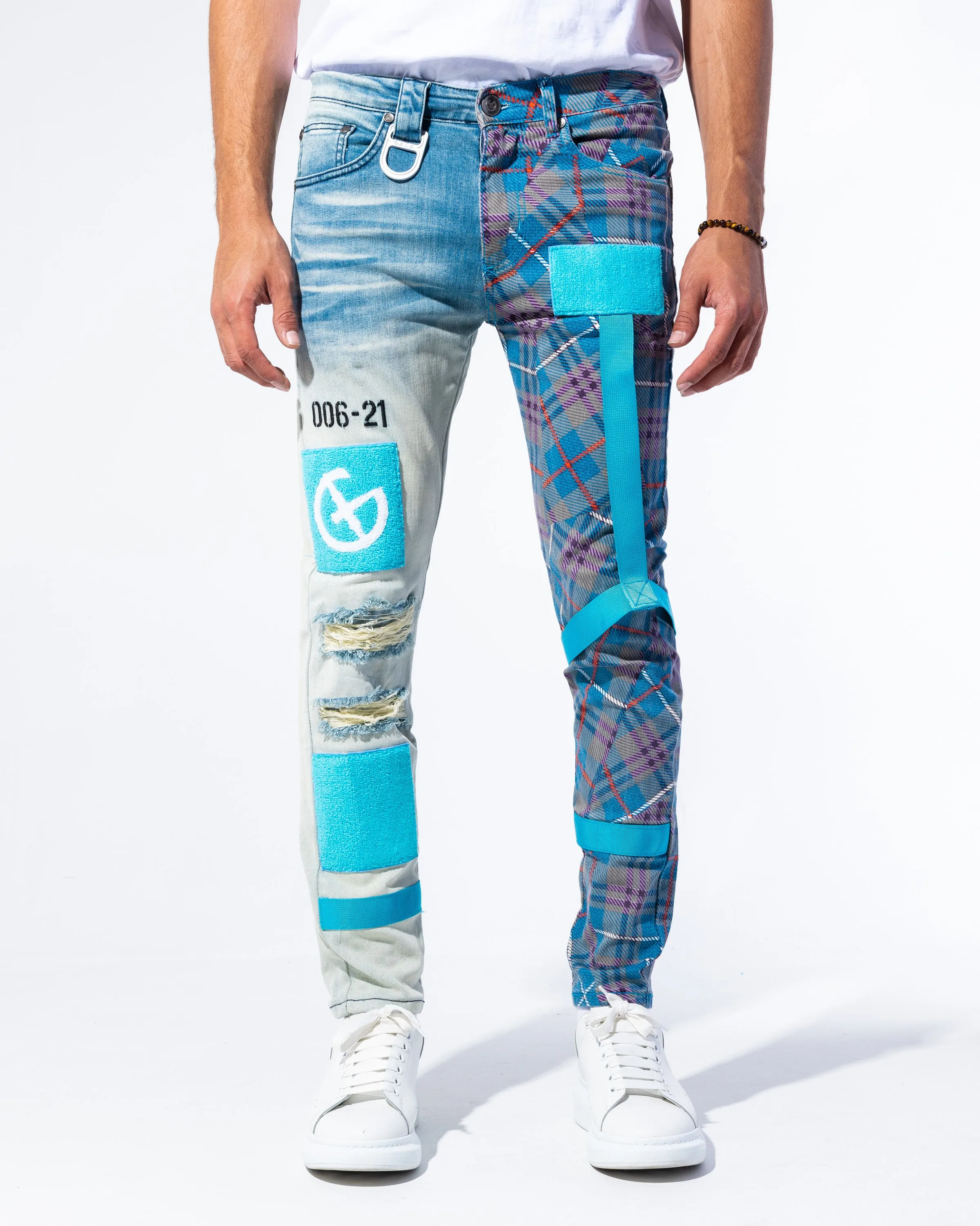 "DEFENDER" Blue Wash/Tartan Combo