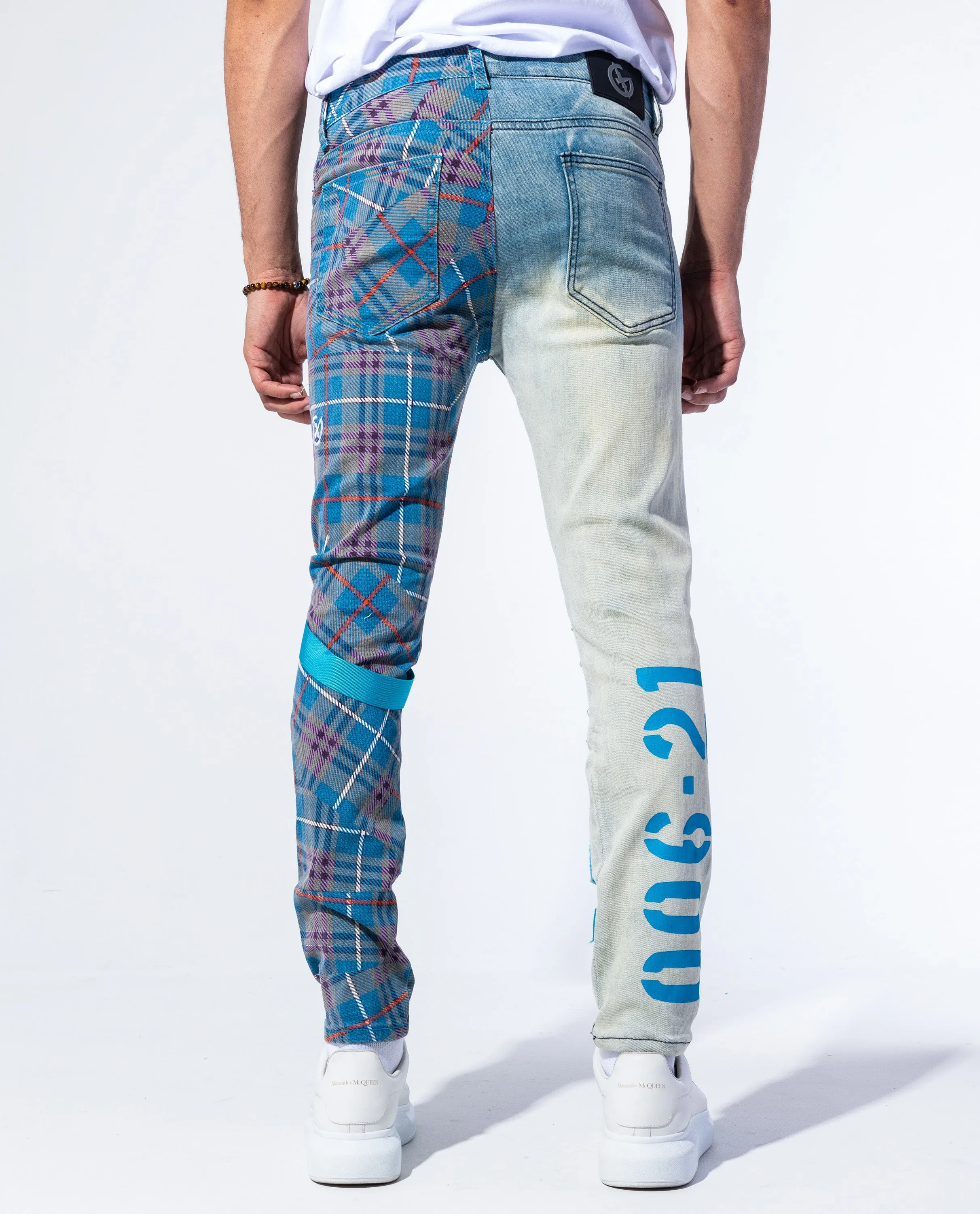 "DEFENDER" Blue Wash/Tartan Combo