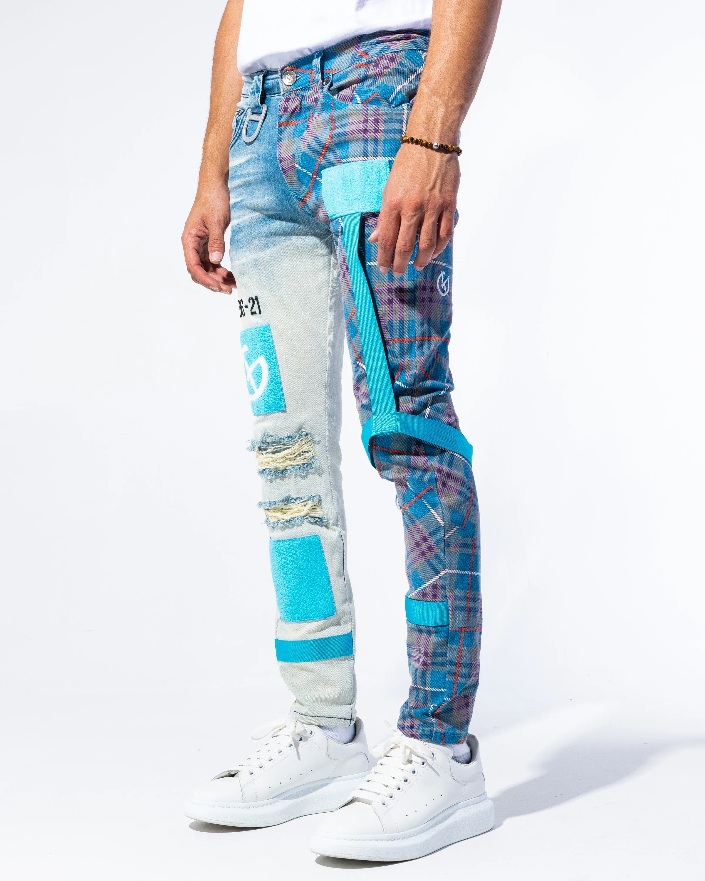 "DEFENDER" Blue Wash/Tartan Combo