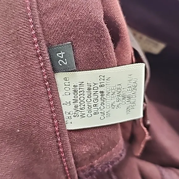 Rag&amp;bone intermix lambskin jeans Burgundy Size 24