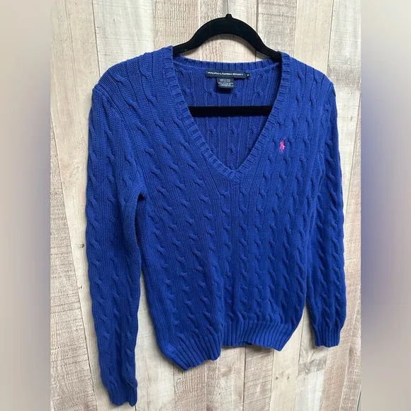 Ralph Lauren Polo Sport Women's Blue/ purple Cable Knit Sweater