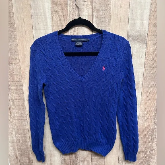 Ralph Lauren Polo Sport Women's Blue/ purple Cable Knit Sweater