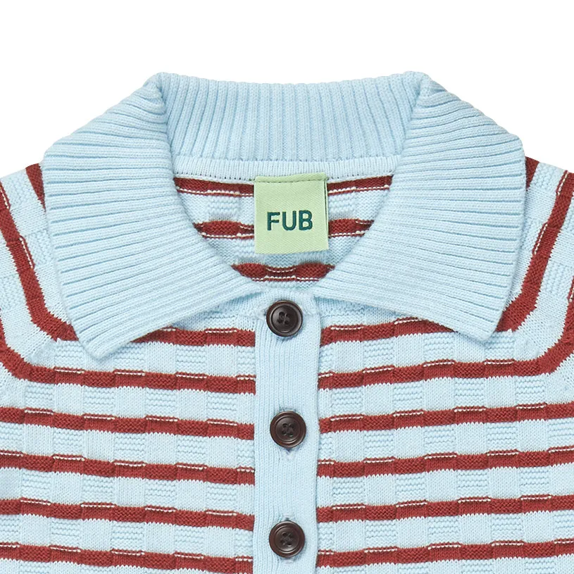Red And Blue Stripes Cotton Polo Shirt