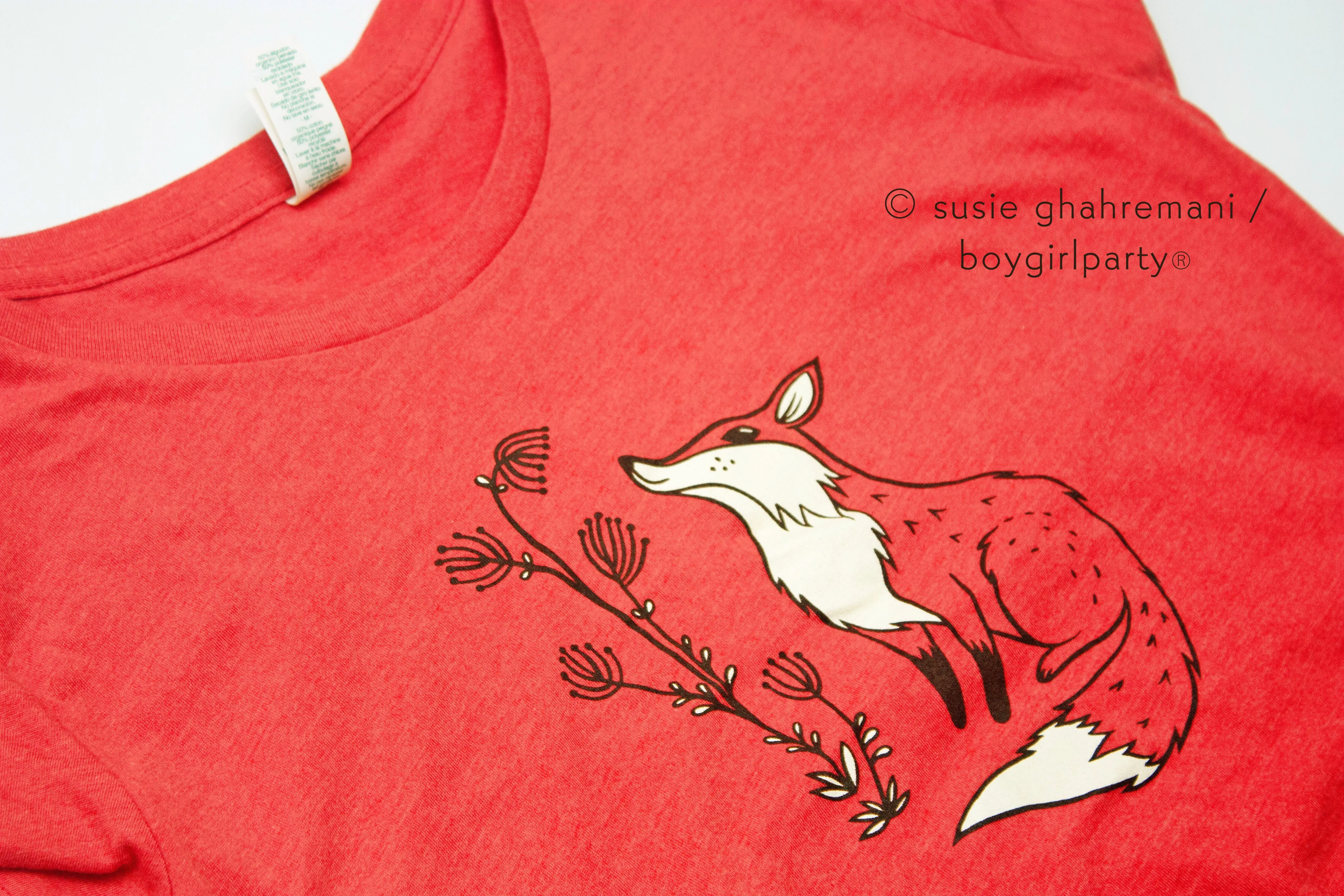 Red Fox Women's T Shirt -- Eco-Friendly Organic/Recycled Tee