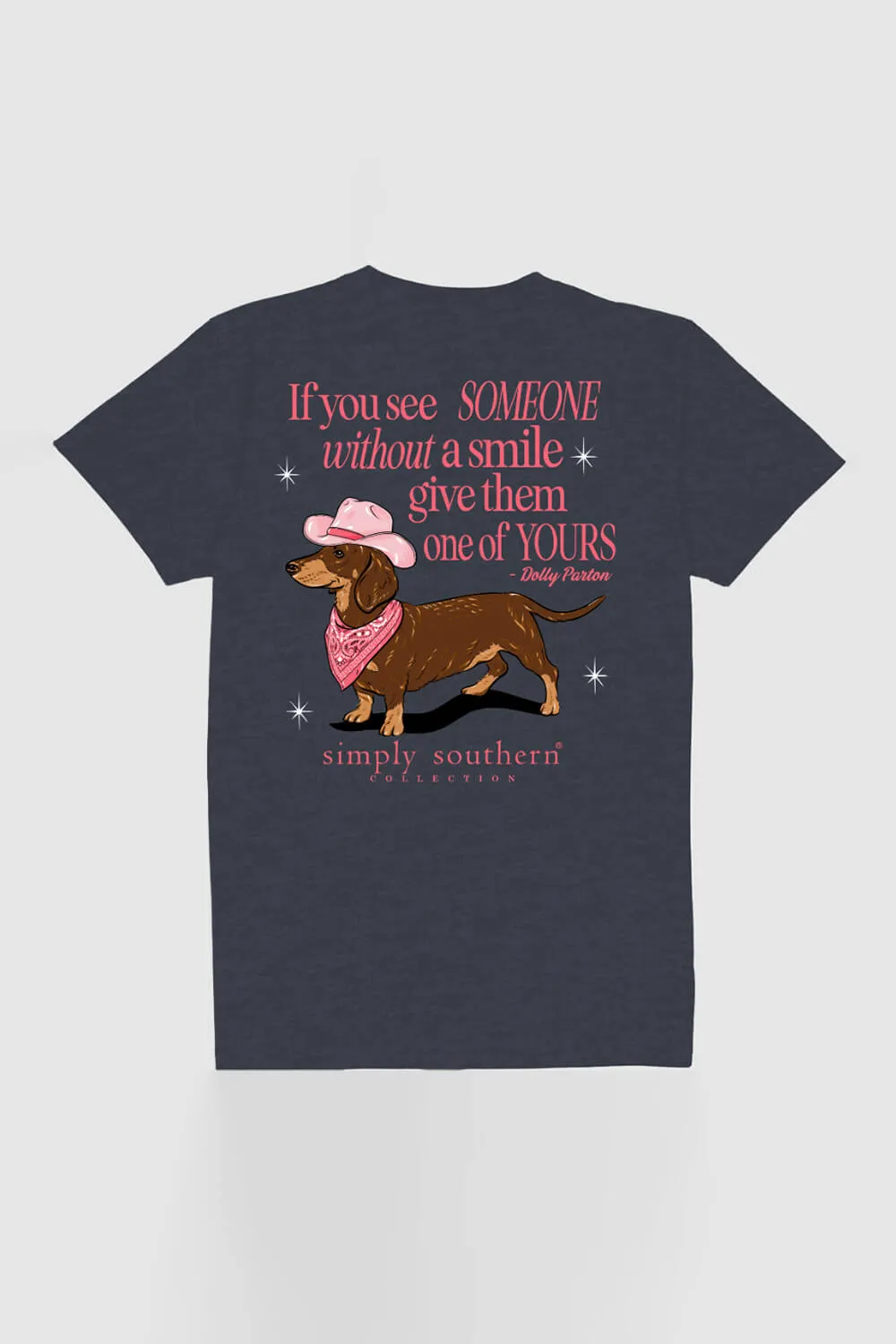 Simply Southern Plus Size Dachshund Smile T-Shirt for Women in Heather Navy | EXT-SS-SMILE-HTHRNVY