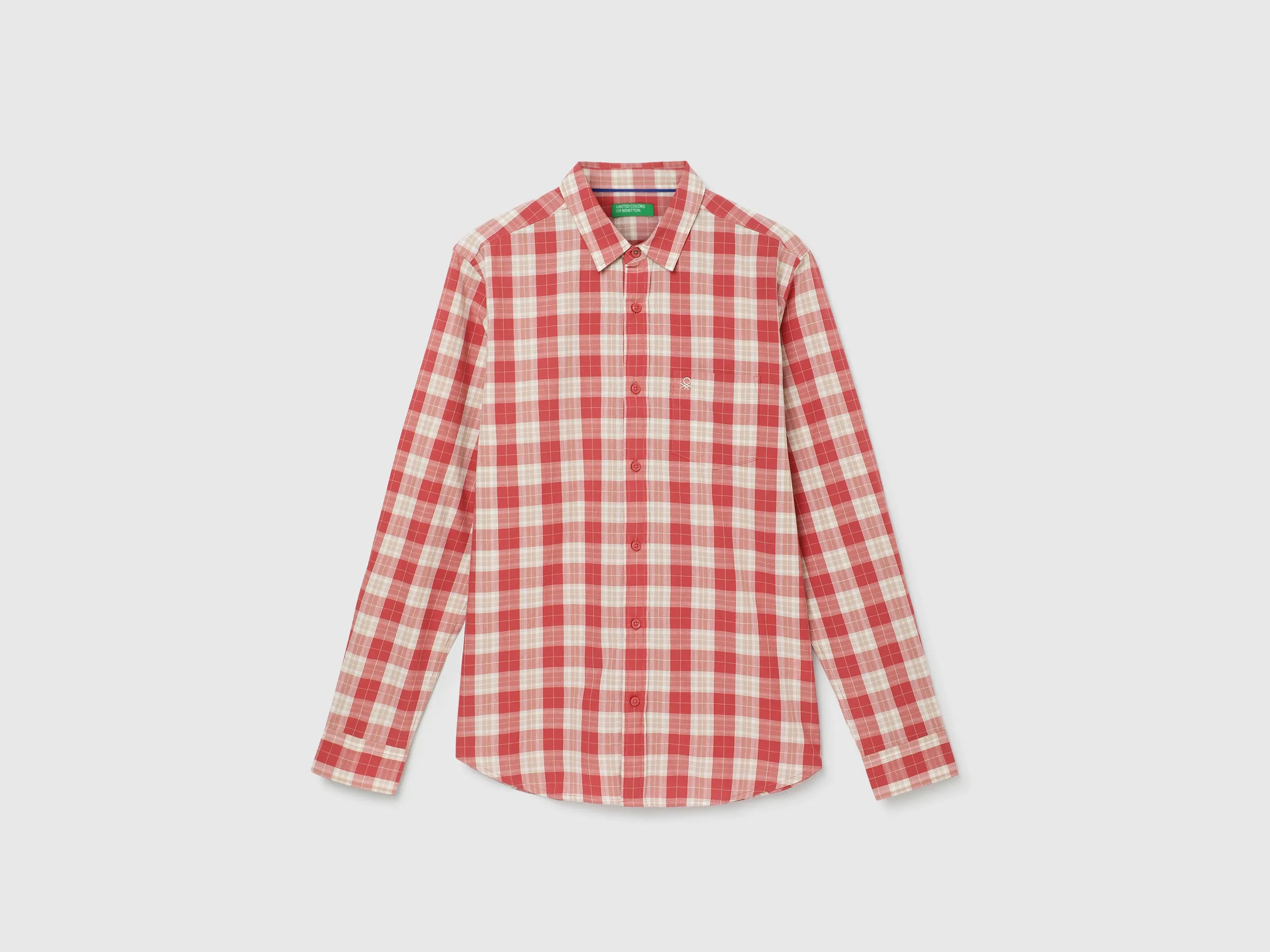 Slim Fit Spread Collar Checked Shirt