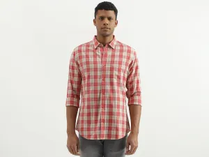 Slim Fit Spread Collar Checked Shirt