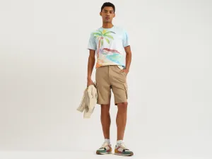 Solid Comfort Fit Cargo Shorts