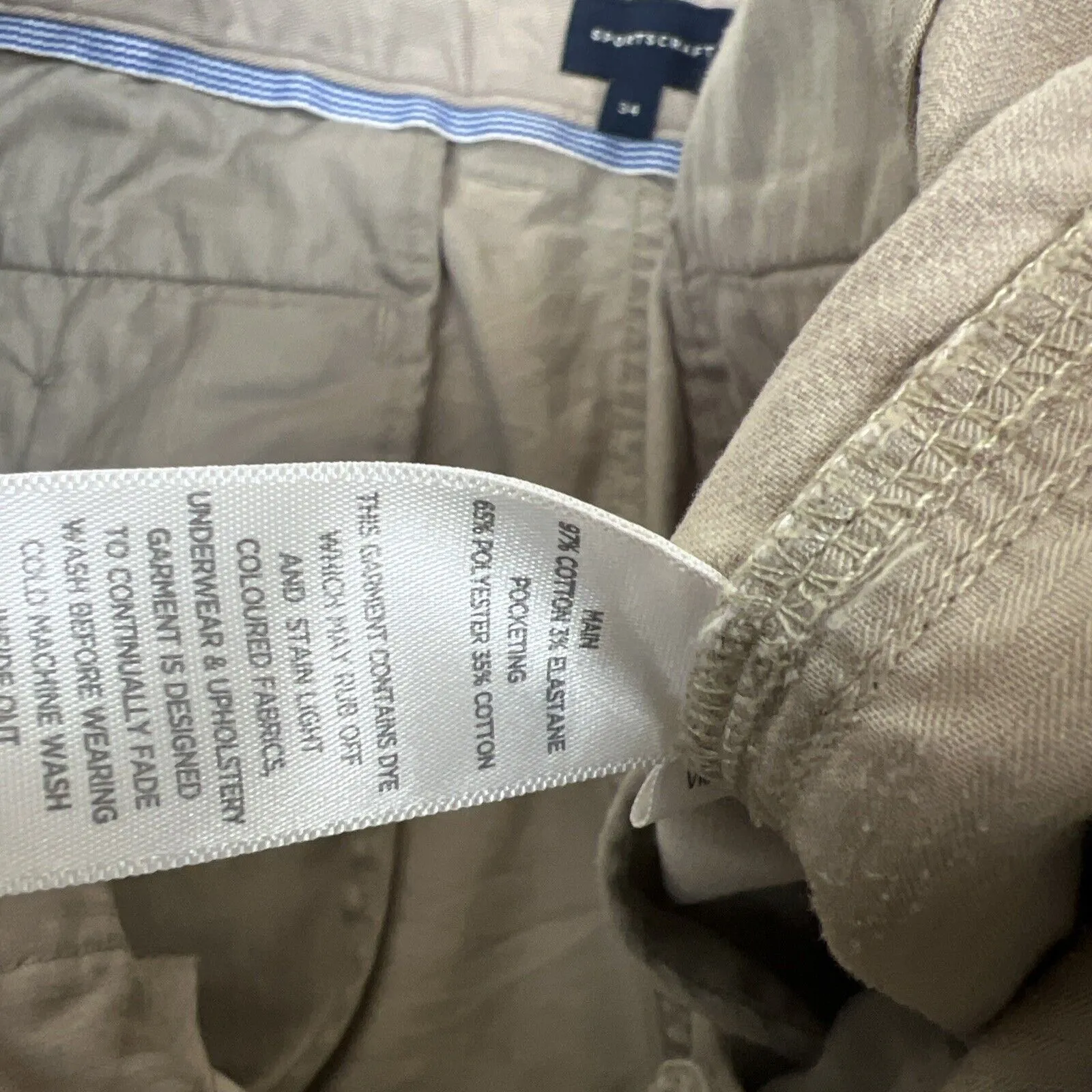 Sportscraft Mens Beige Cargo Shorts Size 34