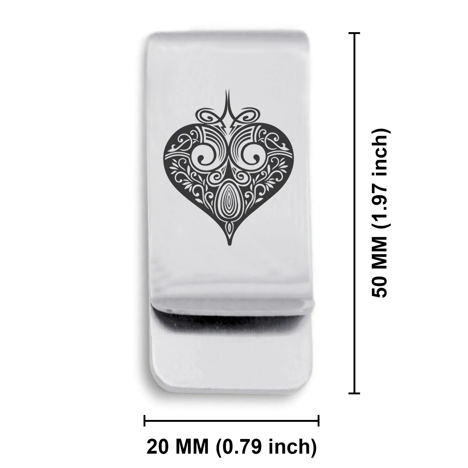 Stainless Steel Vintage Heart Suit Classic Slim Money Clip