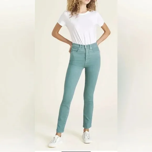 Veronica Beard Jeans Ryleigh Slim Straight High Rise Teal Size 29/8