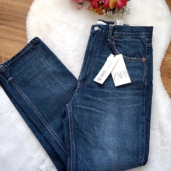 Zara High Rise Straight Leg Jean
